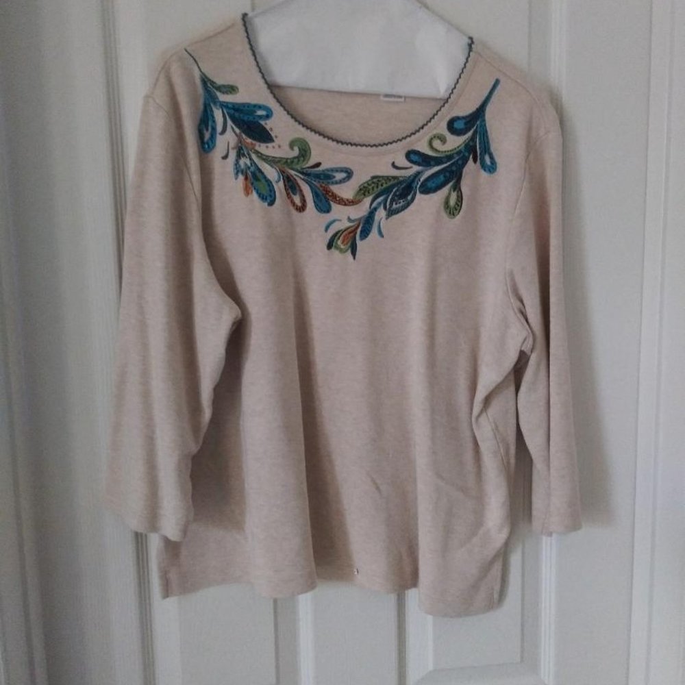 Alred Dunner Embroidered Blouse Size L